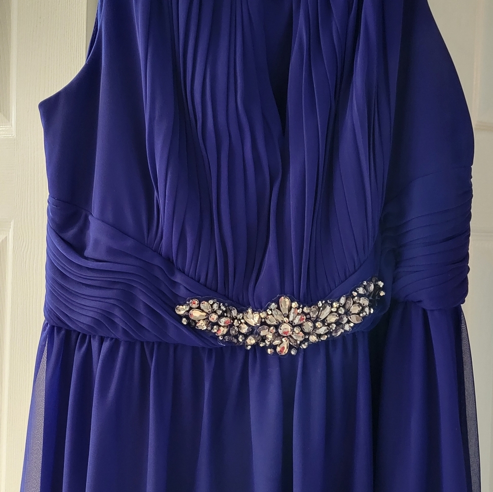 Jessica Howard Royal Blue Maxi Dress with Embellished Waist